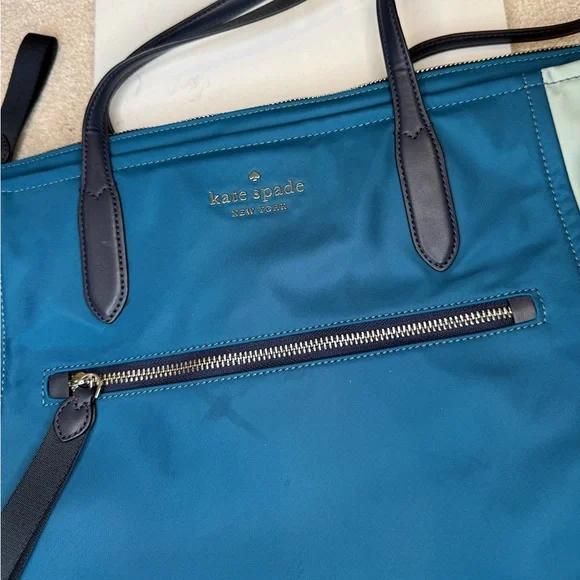 Kate Spade Blue Chelsea Color-block Nylon Large Tote Bag - Picture 3 of 11